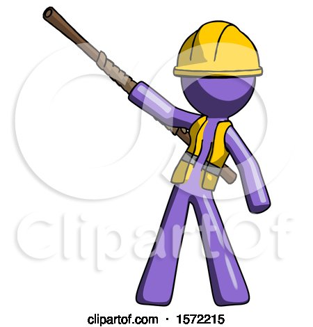 Purple Construction Worker Contractor Man Bo Staff Pointing up Pose by Leo Blanchette