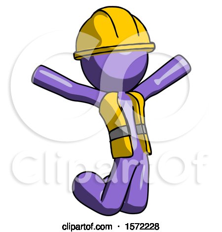 Purple Construction Worker Contractor Man Jumping or Kneeling with Gladness by Leo Blanchette