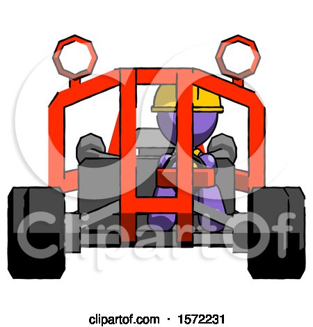 Purple Construction Worker Contractor Man Riding Sports Buggy Front View by Leo Blanchette