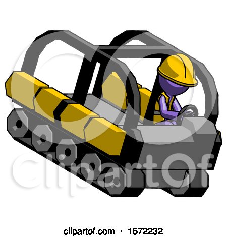 Purple Construction Worker Contractor Man Driving Amphibious Tracked Vehicle Top Angle View by Leo Blanchette