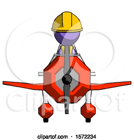 Purple Construction Worker Contractor Man in Geebee Stunt Plane Front View by Leo Blanchette