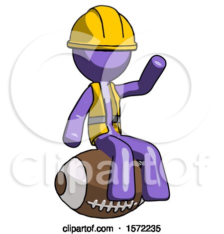 Purple Construction Worker Contractor Man Sitting on Giant Football by Leo Blanchette
