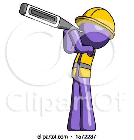 Purple Construction Worker Contractor Man Thermometer in Mouth by Leo Blanchette
