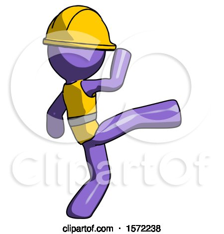 Purple Construction Worker Contractor Man Kick Pose by Leo Blanchette