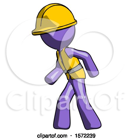 Purple Construction Worker Contractor Man Suspense Action Pose Facing Left by Leo Blanchette