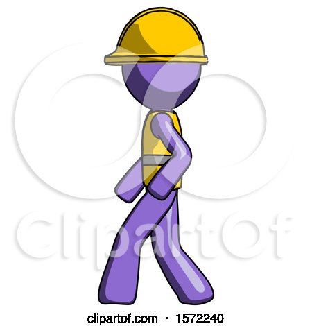 Purple Construction Worker Contractor Man Walking Left Side View by Leo Blanchette