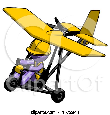 Purple Construction Worker Contractor Man in Ultralight Aircraft Top Side View by Leo Blanchette