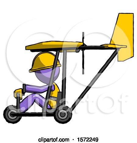 Purple Construction Worker Contractor Man in Ultralight Aircraft Side View by Leo Blanchette