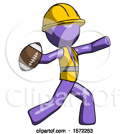 Purple Construction Worker Contractor Man Throwing Football by Leo Blanchette