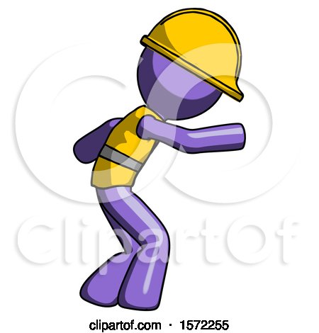 Purple Construction Worker Contractor Man Sneaking While Reaching for Something by Leo Blanchette