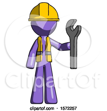 Purple Construction Worker Contractor Man Holding Wrench Ready to Repair or Work by Leo Blanchette