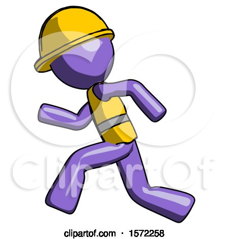 Purple Construction Worker Contractor Man Running Fast Left by Leo Blanchette