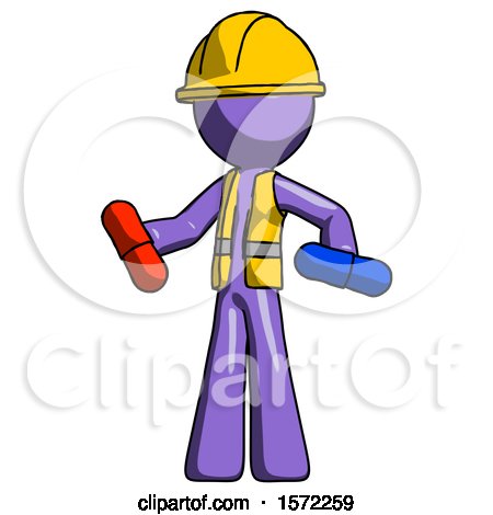 Purple Construction Worker Contractor Man Red Pill or Blue Pill Concept by Leo Blanchette