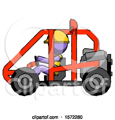 Purple Construction Worker Contractor Man Riding Sports Buggy Side View by Leo Blanchette