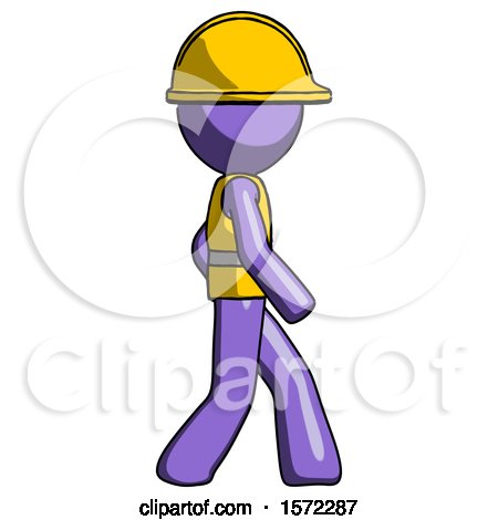 Purple Construction Worker Contractor Man Walking Right Side View by Leo Blanchette