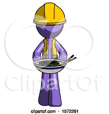 Purple Construction Worker Contractor Man Serving or Presenting Noodles by Leo Blanchette