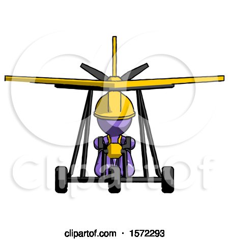 Purple Construction Worker Contractor Man in Ultralight Aircraft Front View by Leo Blanchette