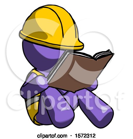 Purple Construction Worker Contractor Man Reading Book While Sitting down by Leo Blanchette