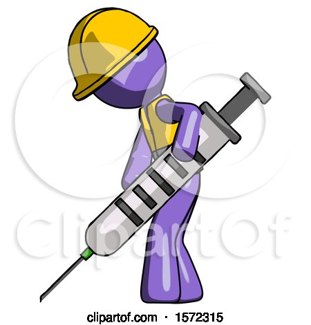 Purple Construction Worker Contractor Man Using Syringe Giving Injection by Leo Blanchette