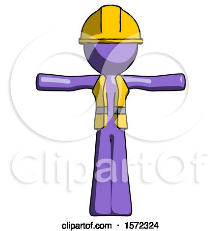 Purple Construction Worker Contractor Man T-Pose Arms up Standing by Leo Blanchette