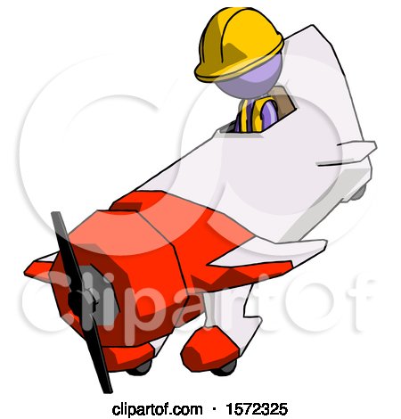 Purple Construction Worker Contractor Man in Geebee Stunt Plane Descending View by Leo Blanchette