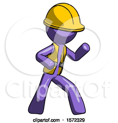 Purple Construction Worker Contractor Man Martial Arts Defense Pose Right by Leo Blanchette