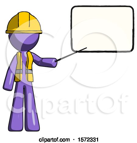 Purple Construction Worker Contractor Man Giving Presentation in Front of Dry-erase Board by Leo Blanchette