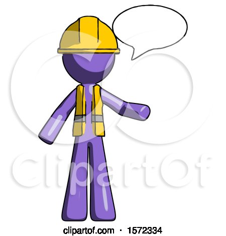 Purple Construction Worker Contractor Man with Word Bubble Talking Chat Icon by Leo Blanchette