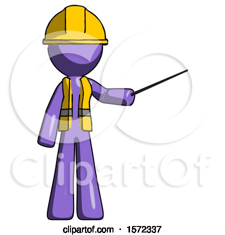 Purple Construction Worker Contractor Man Teacher or Conductor with Stick or Baton Directing by Leo Blanchette