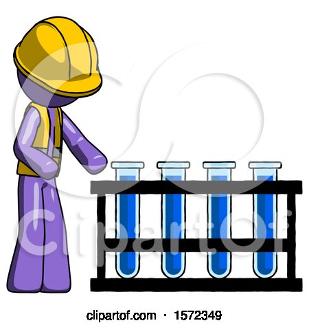Purple Construction Worker Contractor Man Using Test Tubes or Vials on Rack by Leo Blanchette