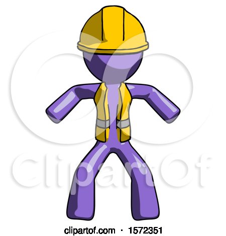 Purple Construction Worker Contractor Male Sumo Wrestling Power Pose by Leo Blanchette