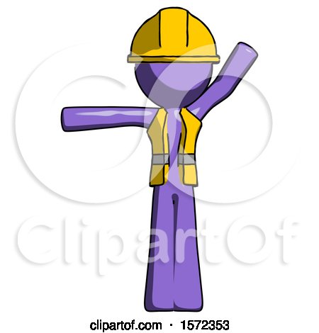 Purple Construction Worker Contractor Man Directing Traffic Left by Leo Blanchette