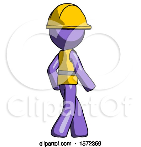Purple Construction Worker Contractor Man Walking Away Direction Right View by Leo Blanchette