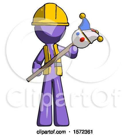 Purple Construction Worker Contractor Man Holding Jester Diagonally by Leo Blanchette