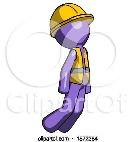 Purple Construction Worker Contractor Man Floating Through Air Right by Leo Blanchette