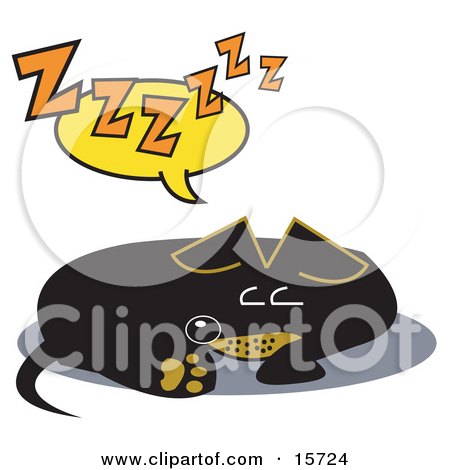 Tired Little Dachshund Dog Curled Up And Napping Clipart Illustration by Andy Nortnik