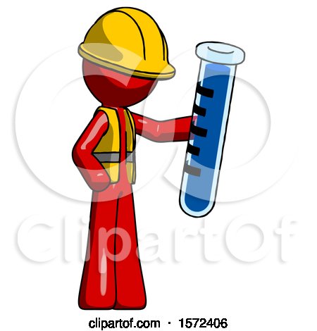 Red Construction Worker Contractor Man Holding Large Test Tube by Leo Blanchette