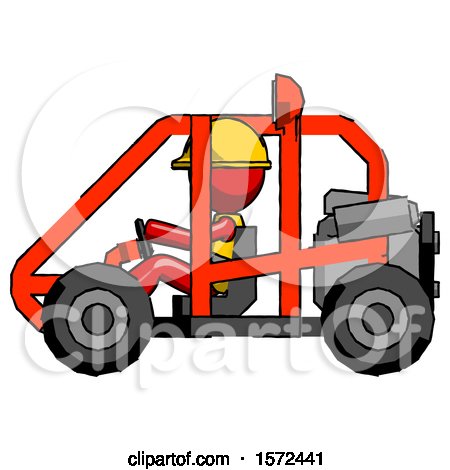 Red Construction Worker Contractor Man Riding Sports Buggy Side View by Leo Blanchette