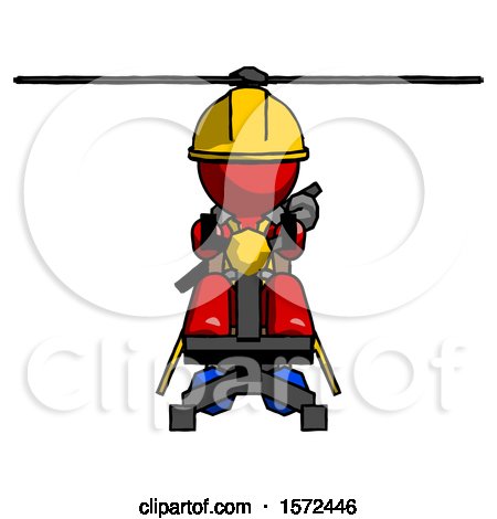 Red Construction Worker Contractor Man Flying in Gyrocopter Front View by Leo Blanchette