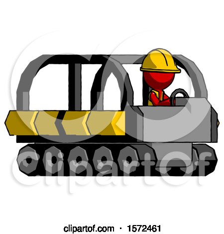 Red Construction Worker Contractor Man Driving Amphibious Tracked Vehicle Side Angle View by Leo Blanchette