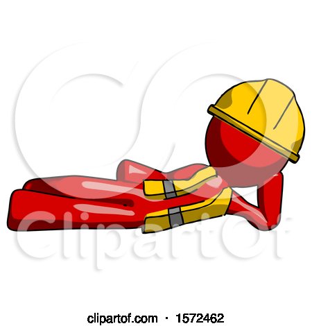 Red Construction Worker Contractor Man Reclined on Side by Leo Blanchette