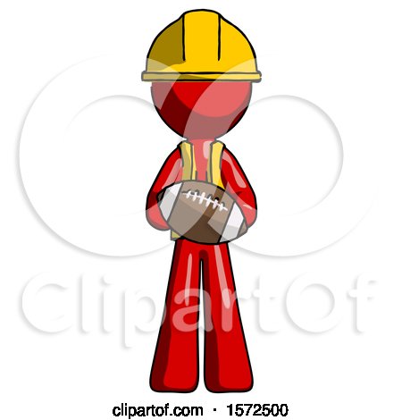 Red Construction Worker Contractor Man Giving Football to You by Leo Blanchette