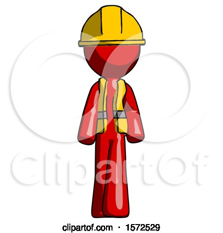 Red Construction Worker Contractor Man Walking Front View by Leo Blanchette