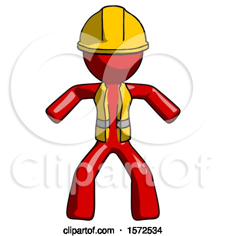 Red Construction Worker Contractor Male Sumo Wrestling Power Pose by Leo Blanchette