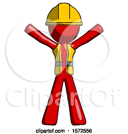 Red Construction Worker Contractor Man Surprise Pose, Arms and Legs out by Leo Blanchette