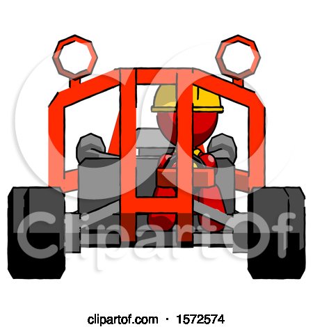 Red Construction Worker Contractor Man Riding Sports Buggy Front View by Leo Blanchette
