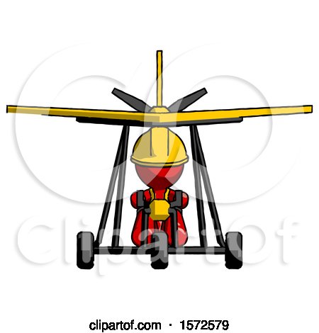 Red Construction Worker Contractor Man in Ultralight Aircraft Front View by Leo Blanchette