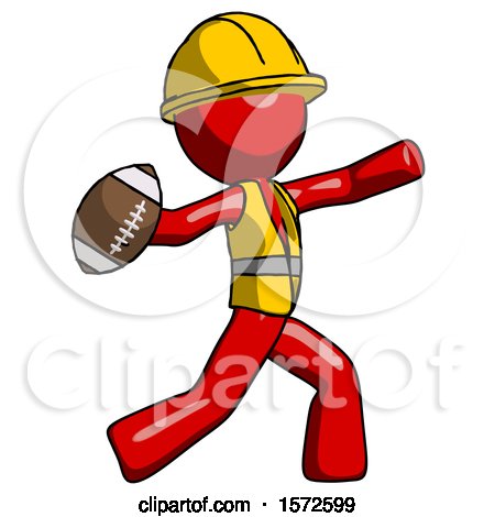 Red Construction Worker Contractor Man Throwing Football by Leo Blanchette
