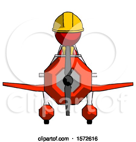 Red Construction Worker Contractor Man in Geebee Stunt Plane Front View by Leo Blanchette