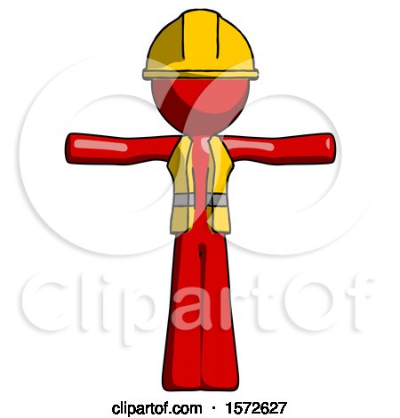 Red Construction Worker Contractor Man T-Pose Arms up Standing by Leo Blanchette